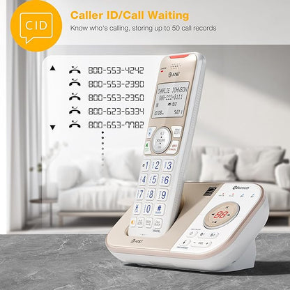 AT&T BL3112 Cordless Home Phone – 1 Handset, Bluetooth to Cell, Smart Robocall Blocker (1,000), Digital Answering, Expandable