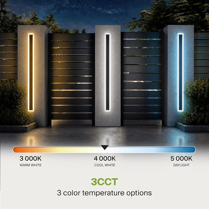 ASD LED 72" Long Wall Mount Light Fixture, Outdoor & Indoor Linear Sconce | 3CCT, Dimmable, Waterproof, Anti-Rust, ETL Listed | 40W 3570LM 3000-5000K 100-277V | Exterior Porch Lighting | Black