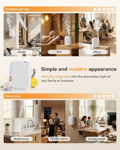 Waterless Essential Oil Diffuser, Smart Bluetooth Aromatherapy Diffuser with App Control, 400ml Large Capacity and 3000 sq ft for Home, Hotel, Office, Spa, Silent Auto Mode & Timer Controlled