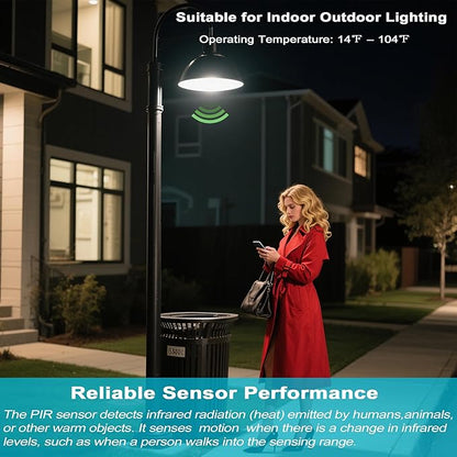 Pir Motion Sensor Light Bulbs – E26 A19 12W (100 Watt Equivalent), 5000K Daylight, Automatic On Off, Dusk to Dawn, Smart Indoor Outdoor LED for Garage, Porch, Closet, Stairway, Security (2 Pack)