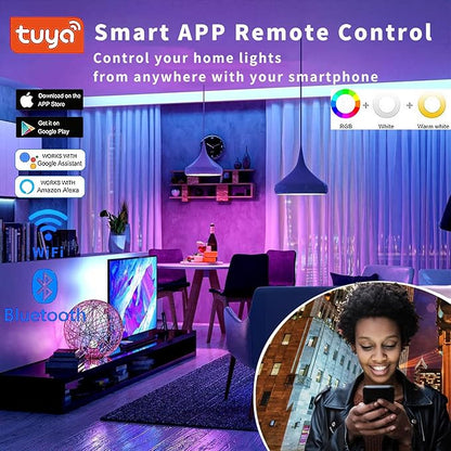 RGB Smart Light Bulb - WiFi & Bluetooth Color Changing A19 9W (60W Equivalent) 500LM - Music Sync Compatible with Alexa & Google Home for Party