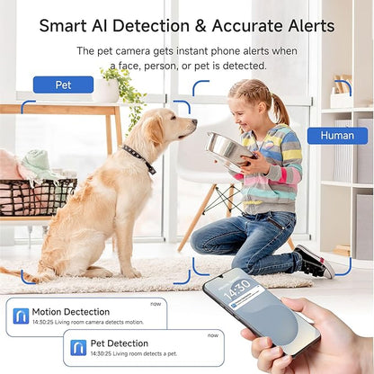 Noorio Security Camera 2K, Baby Monitor Dog Camera 360-degree for Home Security/Smart Motion Tracking, Phone App, IR Night Vision, Siren, Compatible with Alexa, 2-Way Audio, CS201