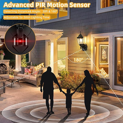 Porch Lights with Outlet, Motion Sensor Outdoor Lights