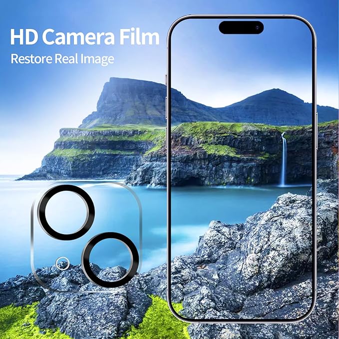 PEHAEL 2+2 Pack for iPhone 15 Plus Privacy Screen Protector with Camera Lens Protector Full Coverage Anti-Spy Tempered Glass Film 9H Hardness Easy Installation Bubble Free [6.7 inch]