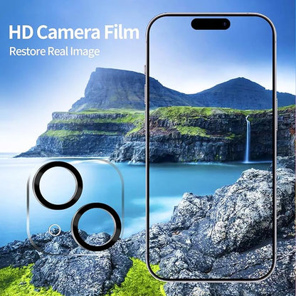 PEHAEL 2+2 Pack for iPhone 15 Plus Privacy Screen Protector with Camera Lens Protector Full Coverage Anti-Spy Tempered Glass Film 9H Hardness Easy Installation Bubble Free [6.7 inch]