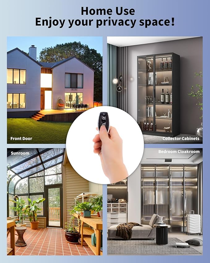 Keyless Entry Glass Door Knobs,Drill-Free Smart Lock Deadbolt,Perfiware 4in1 Biometric Fingerprint Glass Door Locks,Great for Home,Cabinet,Apartment,Hotel,Office,Store, Medium, Black