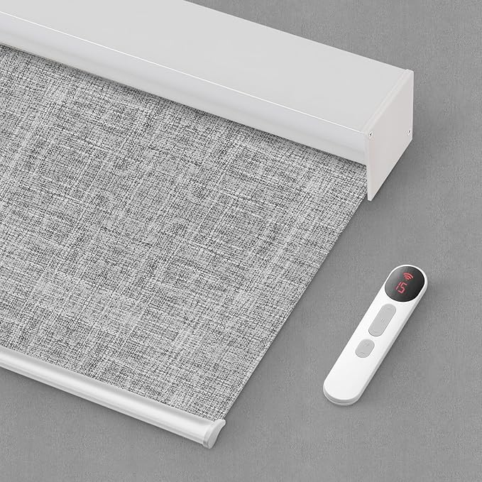 Bringnox Motorized Blinds with Remote,100% Blackout Smart Roller Blinds Compatible with Apple Homekit Google Home and Alexa Via HUB,and Customized (Vigor Rock White -21)