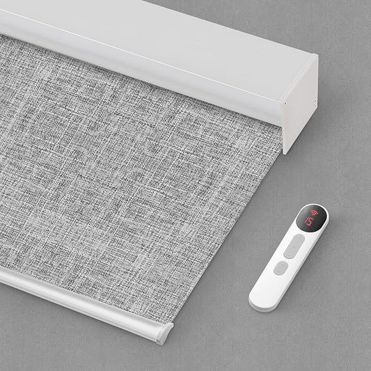 Bringnox Motorized Blinds with Remote,100% Blackout Smart Roller Blinds Compatible with Apple Homekit Google Home and Alexa Via HUB,and Customized (Vigor Rock White -21)