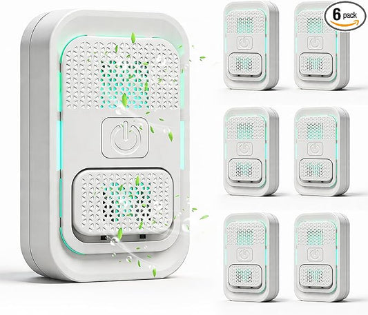 Plug In Air Ionizer - Anion Air Purifier for Home Bedroom Office, 6 Pack Small Mini Quiet, Portable Air Freshener for Odor, Dust, Pets Smell, White