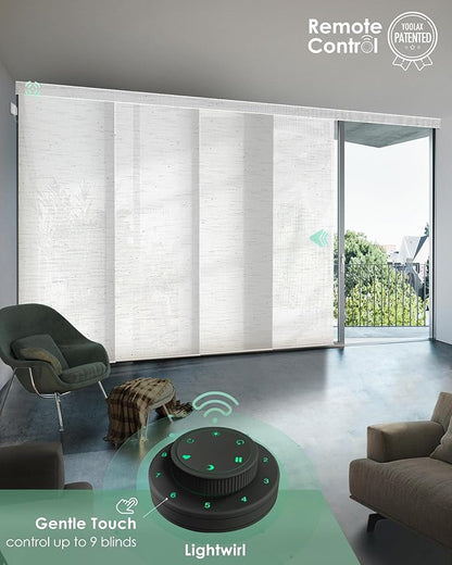 Yoolax Custom XL Smart Sliding Door Blinds, Motorized Sliding Panel Blinds Compatible with Alexa, Light Filtering Vertical Blinds for Glass Doors, Patio Doors, Closet Doors, Half Shading Starry White
