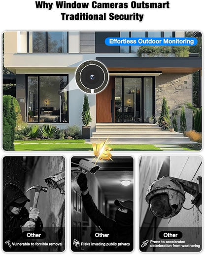 2K Window Camera for Home Security with Full Color Night Vision, 2.4GHz WiFi Indoor Security Cameras, Human & Motion Detection, 24/7 Monitoring, 2-Way Talk, Easy Install
