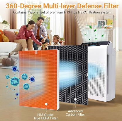 Compatible with Winix C555 Air Cleaner Purifier,116131 True HEPA Replacement Filter,H13 HEPA Filter,116131 Filter I (2 Set)