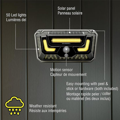 Bell Howell Solar Bionic Wall Light Solar Lights Outdoor with Motion Sensor (White Light 6500K)