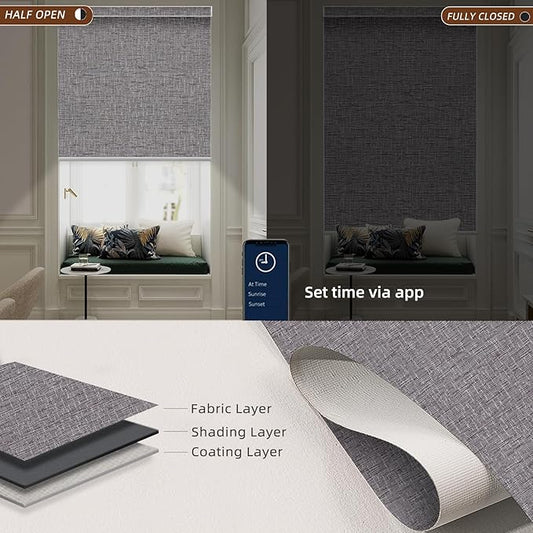 Motorized Roller Shade: Blackout, Electric Blinds, Compatible with Alexa/Google Home/Apple Homekit, Cozy Midnight