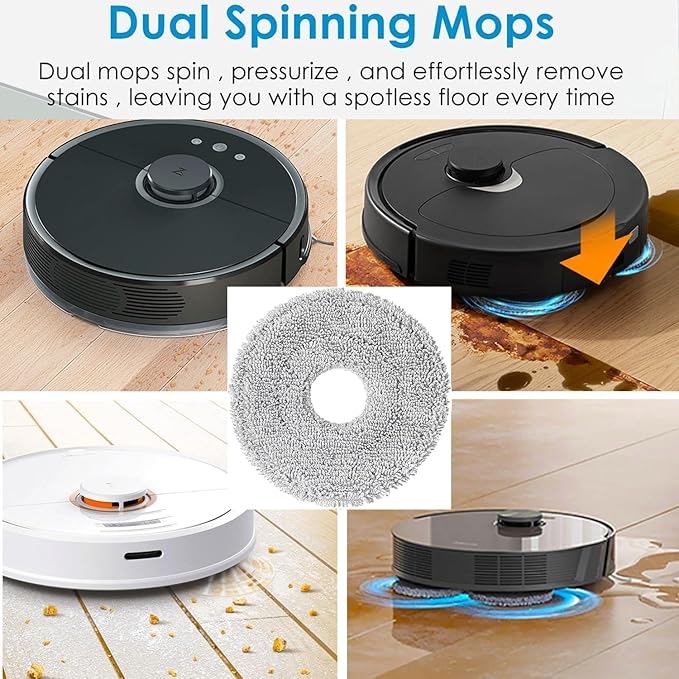 2-Pack Mop Pads for Dreame L40 Ultra/L10S Ultra/ L10S Ultra Gen2/X40 Ultra/L10s Pro Ultra Heat/L20 Ultra/ L10S Plus/X30 Ultra/X40 Master/L10 Ultra Robot Vacuum, Washable Microfiber Replacement Pads