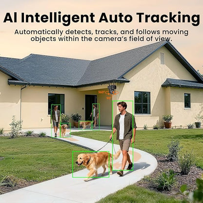 Dual-Lens 180+° FOV Home Wireless Outdoor Security Camera with AI Tracking, 6MP QHD 360° PTZ, WiFi 6 Dual Band, 24/7 Continuous Record (Add-on CAM to NVR, Also Works Standalone)