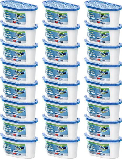 Ksend Moisture Absorbers, 24 Pack, Compact Dehumidifier for Closet, Efficient Humidity Absorber Boxes, Moisture Absorber for Closet, Odor Eliminator with Fragrance Free, Blue, 6.4oz, 300ml