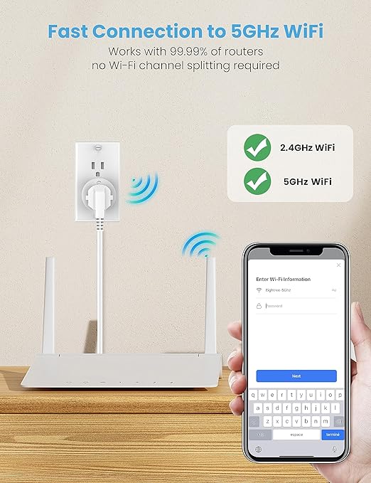EIGHTREE Smart Plug 5GHz& 2.4GHz, 15A WiFi Smart Outlet Compatible with Alexa & Google Home, Smart Home WiFi Plug with Remote Control, Timer Outlet with Schedule, 4 Packs