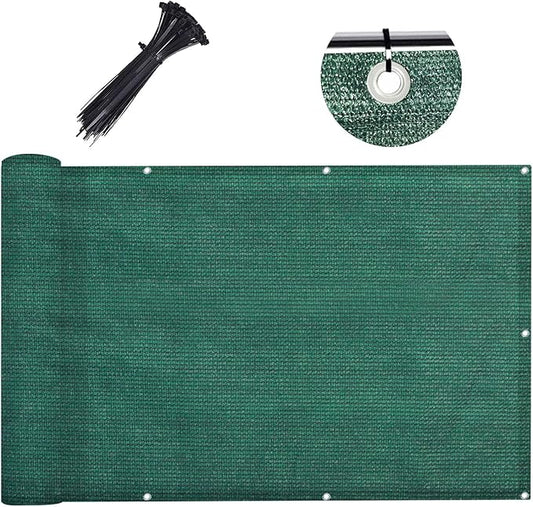 LOVE STORY 3'x10' Dark Green Balcony Screen Privacy Fence Cover UV Protection (HDPE) Weather-Resistant 3 FT Height Shield for Deck, Patio, Backyard, Outdoor Pool, Porch, Railing