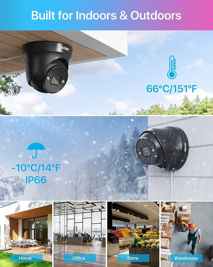 ZOSI 24CH 4K PoE Security Camera System with 4TB HDD,10pcs 4K Outdoor PoE Cameras,Face Person Vehicle Detection,2 Way Audio,Spotlight Siren,Night Vision,24CH 8MP Dual Disk NVR for 24/7 Recording