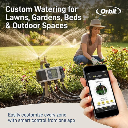 Orbit B-hyve XD 4-Port Smart Hose Watering Timer with Wi-Fi Hub - App Controlled Irrigation Timer - Smart WeatherSense Auto Watering - Multi Valve Yard Irrigation System - 24639