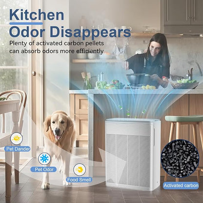 Air Purifiers for Home Large Room Up to 2000 Ft² with Washable Filters, AIUZLK H13 HEPA Filter,Bedroom Air Purifier for Pet,Air Cleaner for Smoke Pet Hair Dander Odor,P260