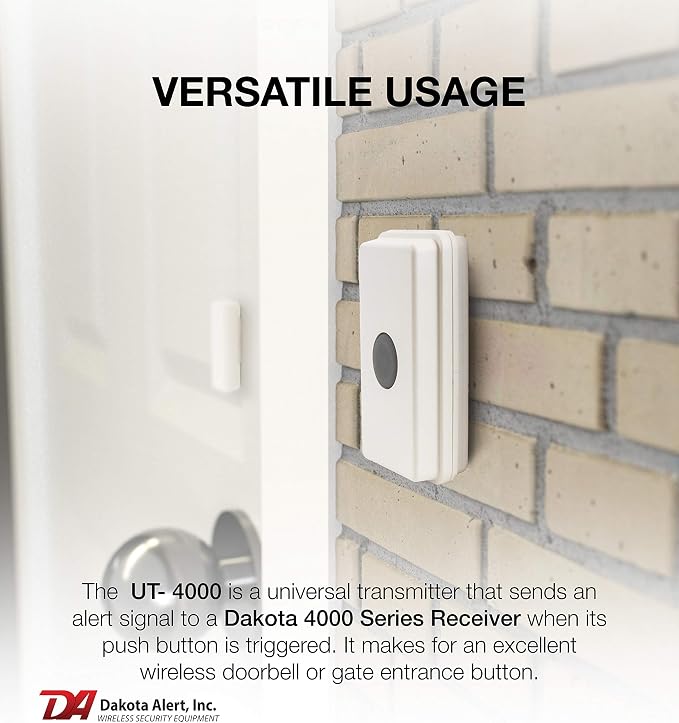 Dakota Alert UTRE-4K Plus 1-Mile Wireless Doorbell, Panic & Mailbox Alert