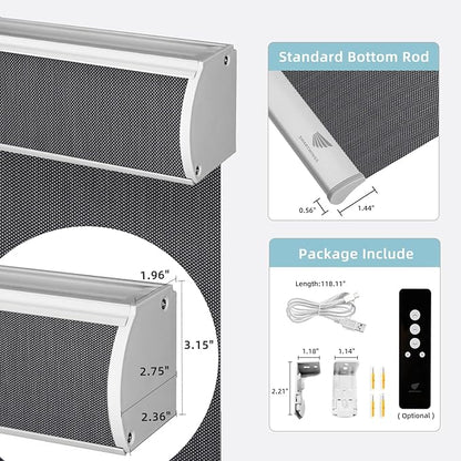 SmartWings Motorized Smart Blinds for Windows in Light Filtering, Electric Remote Roller Shades Compatible with Alexa/Google Home/Homekit, Custom Up to 110”W x 148”H, 5% Openness Aventus Charcoal Grey