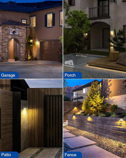 Peasur Solar Lights Outdoor Waterproof 16 Pack, Warm White 140LED Motion Sensor Lights Dusk to Dawn, 3 Modes Solar Fence Security Lighting for Wall Garden Yard Stair Outside