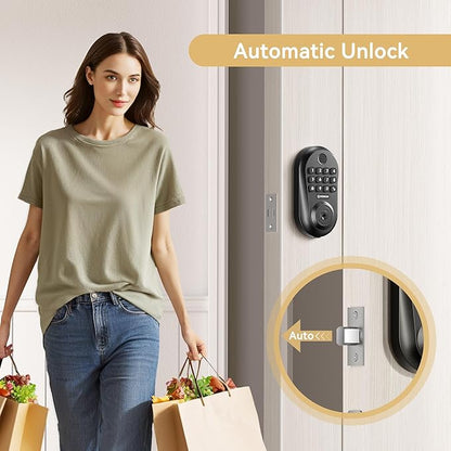 IRONZON Keyless Entry Door Lock - 350Y 5-in-1 Fingerprint Smart Locks for Front Door,Keyless Entry Door Lock with Keypad Deadbolt, Biometric Electronic Lock for Front Door