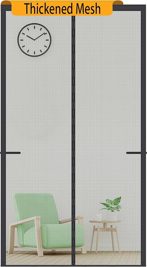 Upgraded Magnetic Screen Door Thicker 250g/㎡ Reinforced Mesh,36 Longer Magnets,Door Screen Magnetic Closure for Single Door,Retractable Mosquito Net for Door,Fit Doors to 38x82 Inch,Black