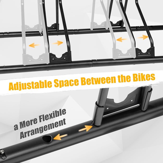 CyclingDeal Bicycle Floor Parking Rack Stand - for Mountain MTB Road Bike - Indoor Home Garage Storage - Adjustable 3 Bikes