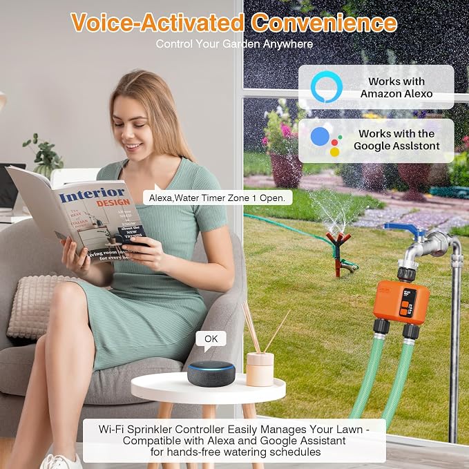 WiFi Sprinkler Timer 2 Zone, Smart Water Timer for Garden Hose Irrigation