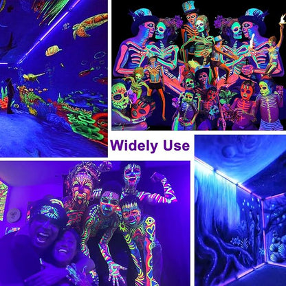 4-Pack LED Black Light Bar, Blacklight Bar with IP65 Waterproof, Glow-in-The-Dark Party Lights for Indoor/Outdoor Stage Lighting, Halloween, and Body Paint