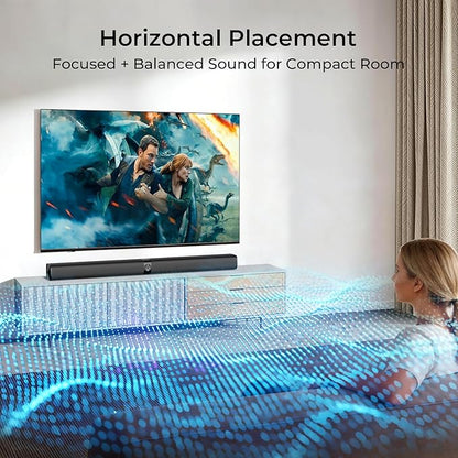 Sound Bar for Smart TV, Soundbar with Bluetooth/ARC/Opt/AUX Connect, Auto Volume Boost, 3 Equalizer Modes, 2 in 1 Detachable Soundbar for TV/PC/Gaming/Projectors