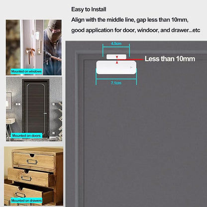 WiFi Door Sensor, Tuya Smart Door Window Sensor,Wireless Window Sensor Real-time Alarm Compatible with Alexa Google Assistant,Home Security Door Open Contact Sensor for Business Burglar Alert (2 Pack)