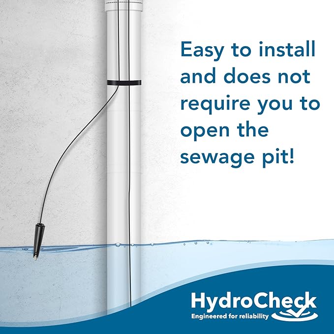 HC5000T Electronic Sewage Pump Switch, 12ft Cord - No Pit Entry, Smart Alarm System Water Sensor for Sump Pump - Compatible with All Pumps & Pit Sizes - Prevents Flooding in Basements, Lift Stations