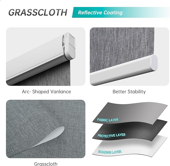 Motorized Blinds with Remote Smart Blinds for Window Blackout Roller Shades Cordless Automatic Shades Electric Blinds Compatible with Alexa & Google Assistant,Custom Gray,Customize Size
