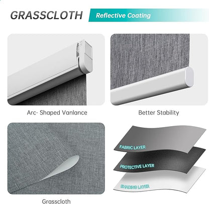 Motorized Blinds with Remote Smart Blinds for Window Blackout Roller Shades Cordless Automatic Shades Electric Blinds Compatible with Alexa & Google Assistant,Custom Gray,Customize Size