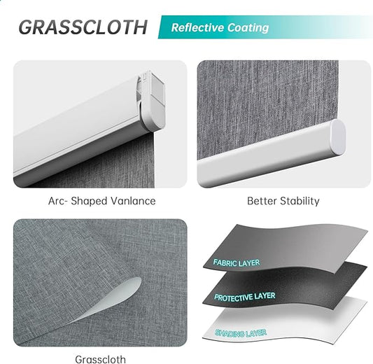 Motorized Blinds with Remote Smart Blinds for Window Blackout Roller Shades Cordless Automatic Shades Electric Blinds Compatible with Alexa & Google Assistant,Custom Gray,Customize Size