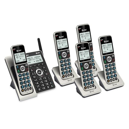 AT&T BL3107-5 DECT 6.0 5-Handset Cordless Phone with Bluetooth Connect to Cell, Smart Call Blocker, Digital Answering System, Extended Range, Big Buttons - Titanium Black
