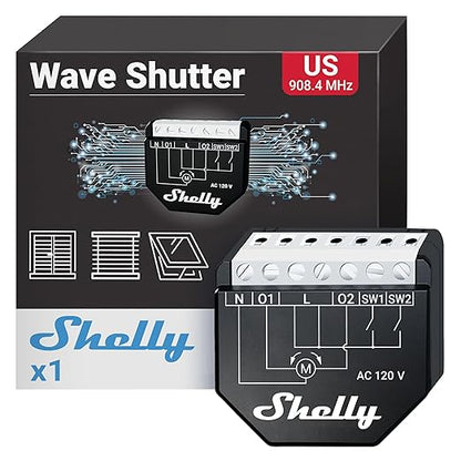 Shelly Wave Shutter US UL | Z-Wave Shutter Controller with Power Metering | Home Automation | Z-Wave Repeater | High Compatibility | Easy Installation | iOS Android App