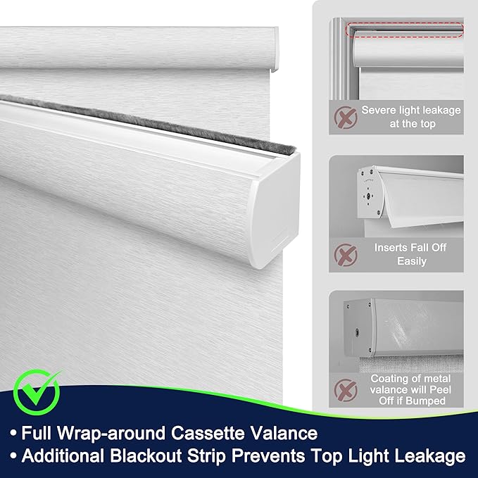 BERISSA Motorized Blinds with Remote,Blackout Smart Blinds for Windows,Jacquard Fabric,Remote Control,Thermal Insulated Automatic Blinds,Electric Blinds with USB/Solar Pannel.Maze White
