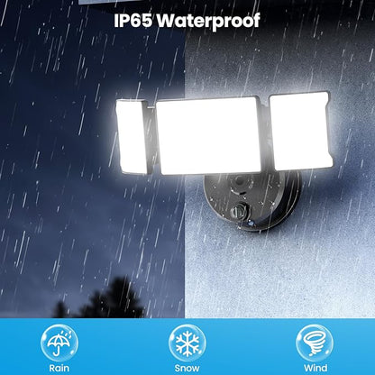 Olafus 80W Flood Lights Dusk to Dawn Outdoor Lighting, IP65 Waterproof LED Security Light with Photocell, 8000LM Dusk Dawn Outside Light, 6500K Black Exterior Floodlight for Yard, Garden, Porch