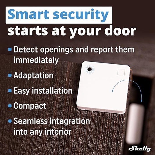 Shelly Blu Door/Window White | Bluetooth Operated Sensor | Home Automation | iOS Android App | Alexa & Google Home Compatibility | Lux and Tilt Angle Measurement | Set Custom Activation Scenes
