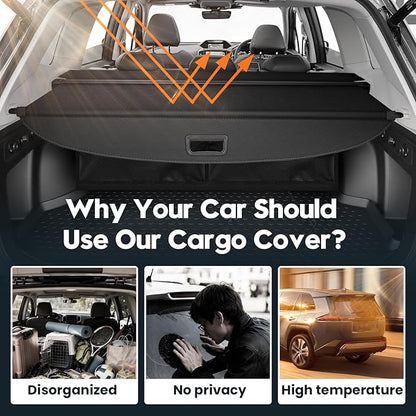 Powerty Cargo Cover for 2018-2024 Chevy Equinox/GMC Terrain Accessories, Trunk Cover Retractable Trunk Shielding Shade Cargo Luggage Cover for 2018-2024 Chevy Equinox/GMC Terrain