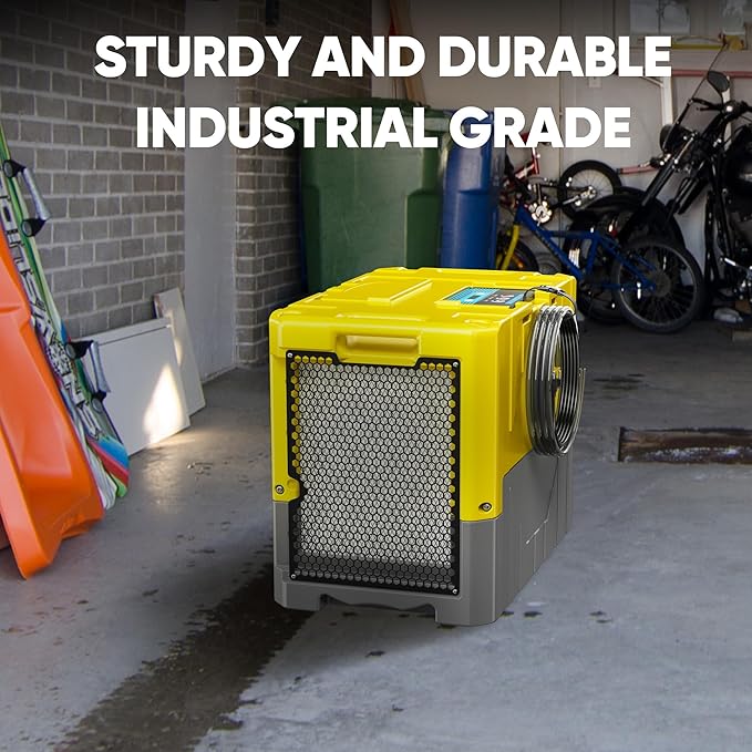 190PPD Commercial Dehumidifier with Pump for Basement-6000Sq.Ft. Warehouse, Large Space Crawl Space Dehumidifier for Efficient Water Damage Restoration-Auto Defrost, Memory Starting, Yelow