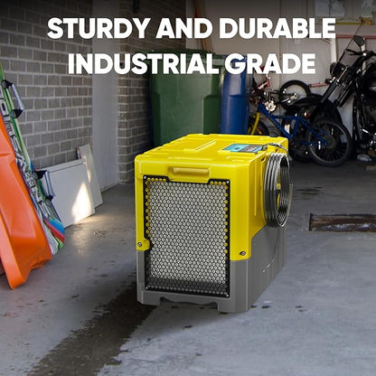 190PPD Commercial Dehumidifier with Pump for Basement-6000Sq.Ft. Warehouse, Large Space Crawl Space Dehumidifier for Efficient Water Damage Restoration-Auto Defrost, Memory Starting, Yelow