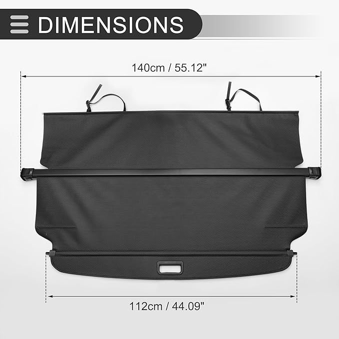 Motoforti Car Trunk Retractable Cargo Cover for Honda CRV 2002-2006 Rear Trunk Parcel Shelf Luggage Security Shield Shade, Canvas, Black Carbon Fiber