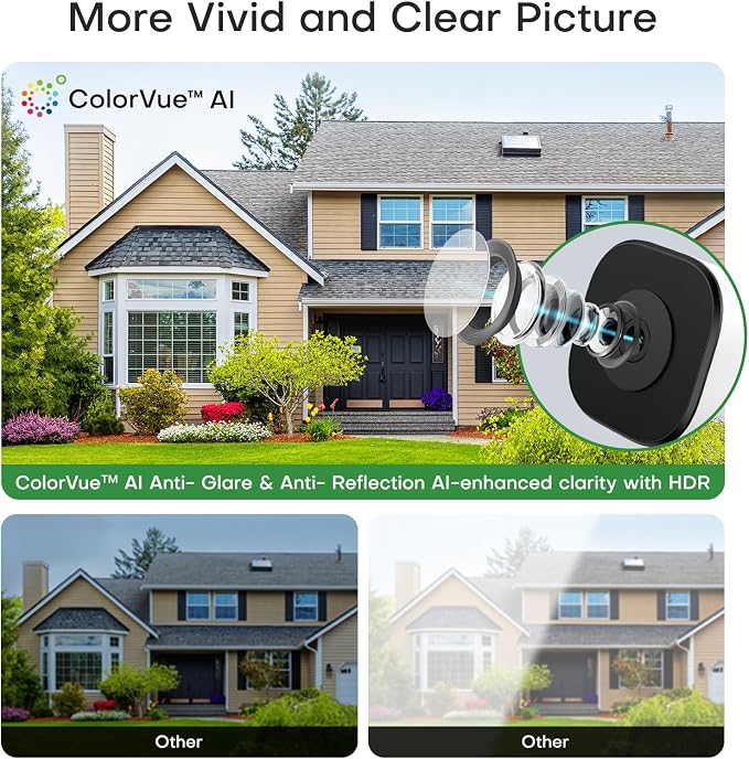 3MP 2K Window Camera for Home Security, 5Ghz & 2.4Ghz WiFi Human Detection Alert, AI Full Color Night Vision with Anti-Glare No Reflection 24/7 Recording, Easy to Install for House/Apartment (1 Pack)